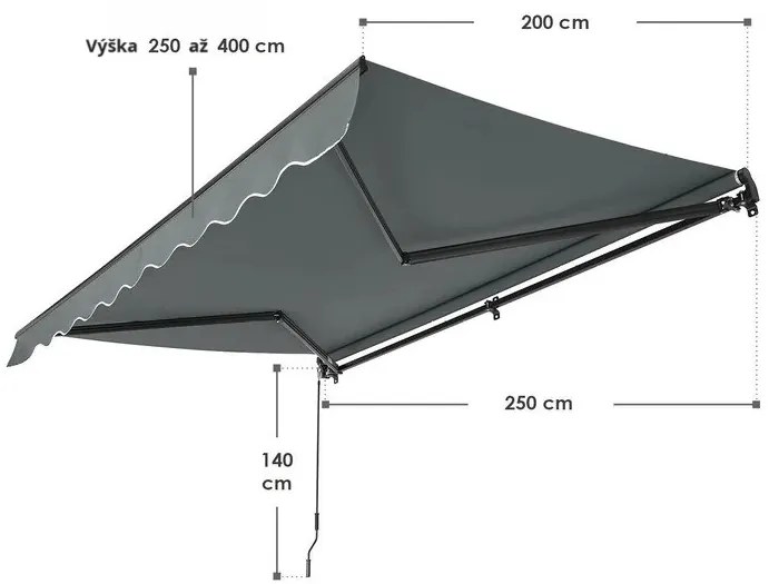 InternetovaZahrada Markíza 250 cm - šedá