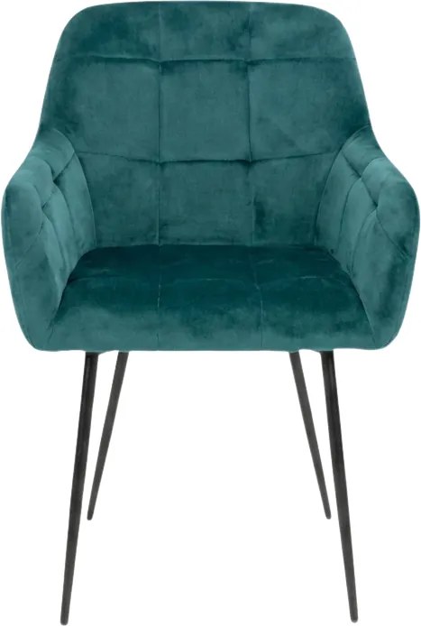Tmavozelené jedálenské kreslo LOREN VELVET s čiernymi nohami