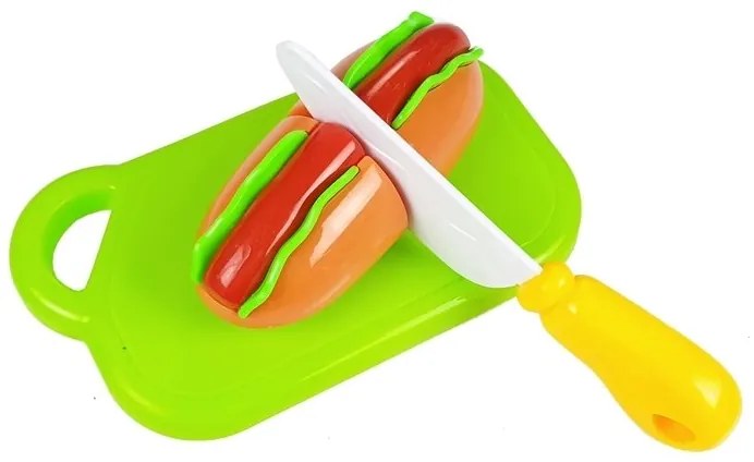 LEAN TOYS Súprava na krájania rýchleho občerstvenia - hot dog - na suchý zips