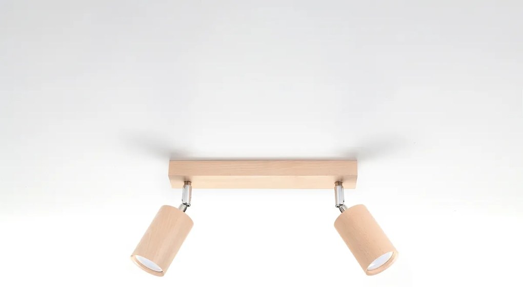 Bodové svietidlo Berg, 2x drevené tienidlo, (možnosť polohovania)
