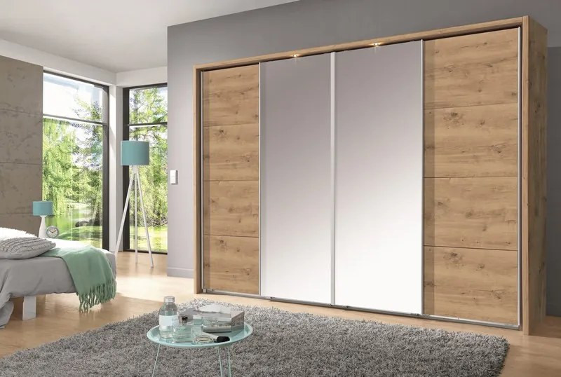 Šatníková skriňa Brüssel, doskový dub / zrkadlo