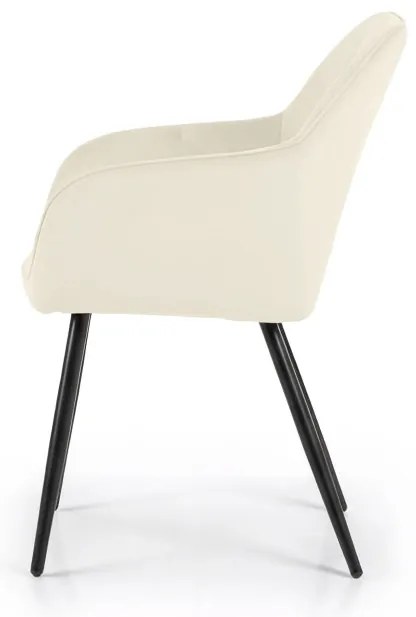 Sada dvoch jedálenských stoličiek DIAMANT zamatové, krémové / čierne nohy (2 ks)