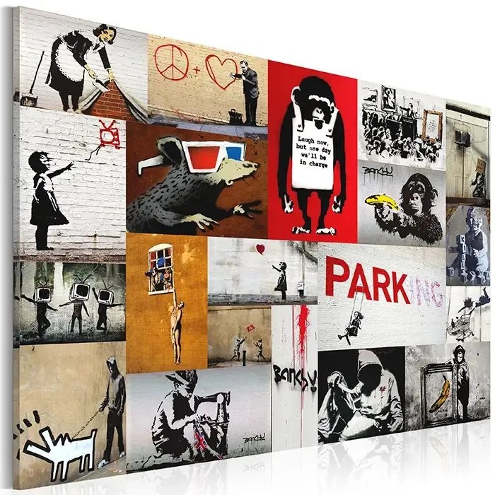 Obraz - Banksy - collage Veľkosť: 30x20, Verzia: Premium Print