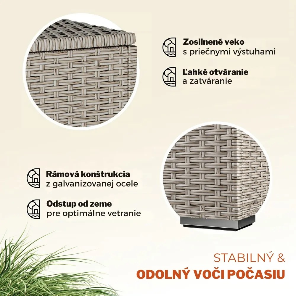 Polyratanový úložný box RICCO, 318L, 75x75x70cm, krémová Casaria