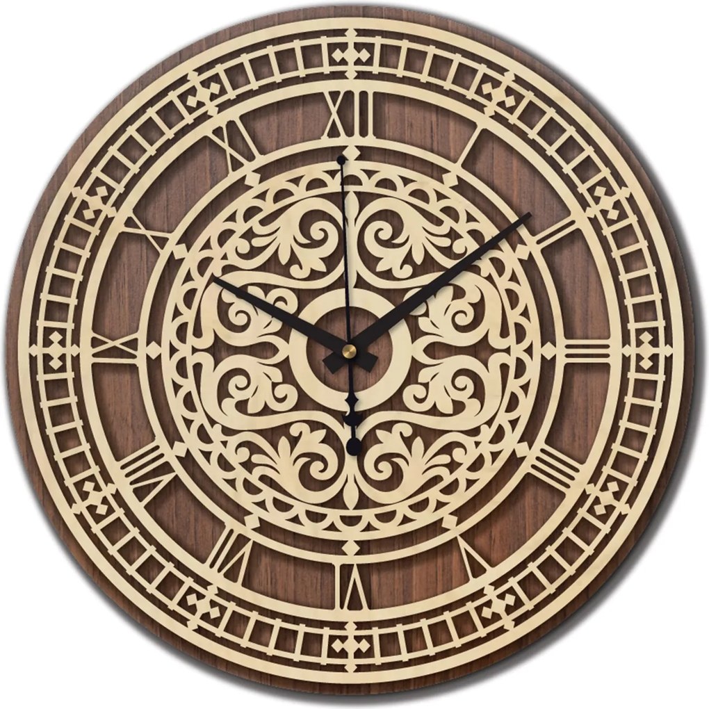 Elegantné drevené hodiny na stenu - Sentop | PR0463 | dvojvrstvové: Preglejka Topoľ HDF - Dub 30 cm 4258-72814 PR0463