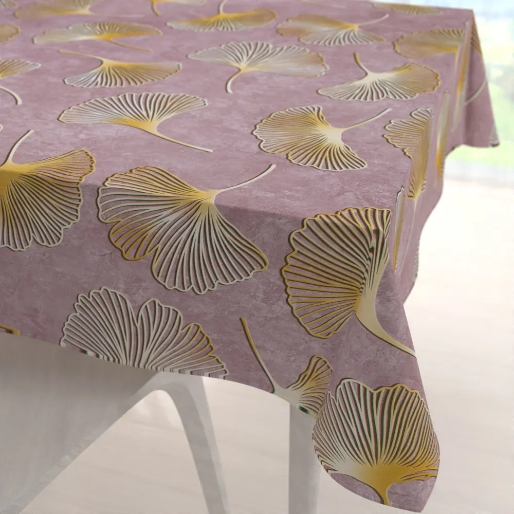 Biante Zamatový štvorcový obrus Tamara TMR-001 Ginkgo lístky na staroružovom 80x80 cm