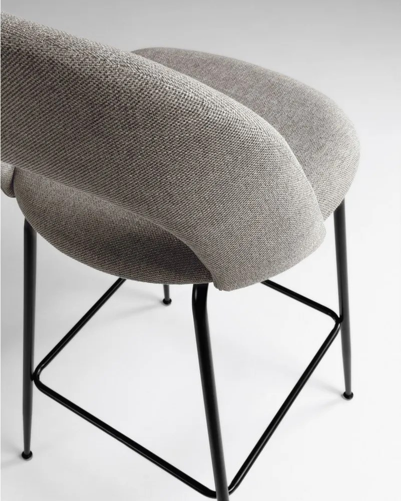 Sivé čalúnené barové stoličky v súprave 4 ks (výška sedadla 63 cm) Mahalia – Kave Home