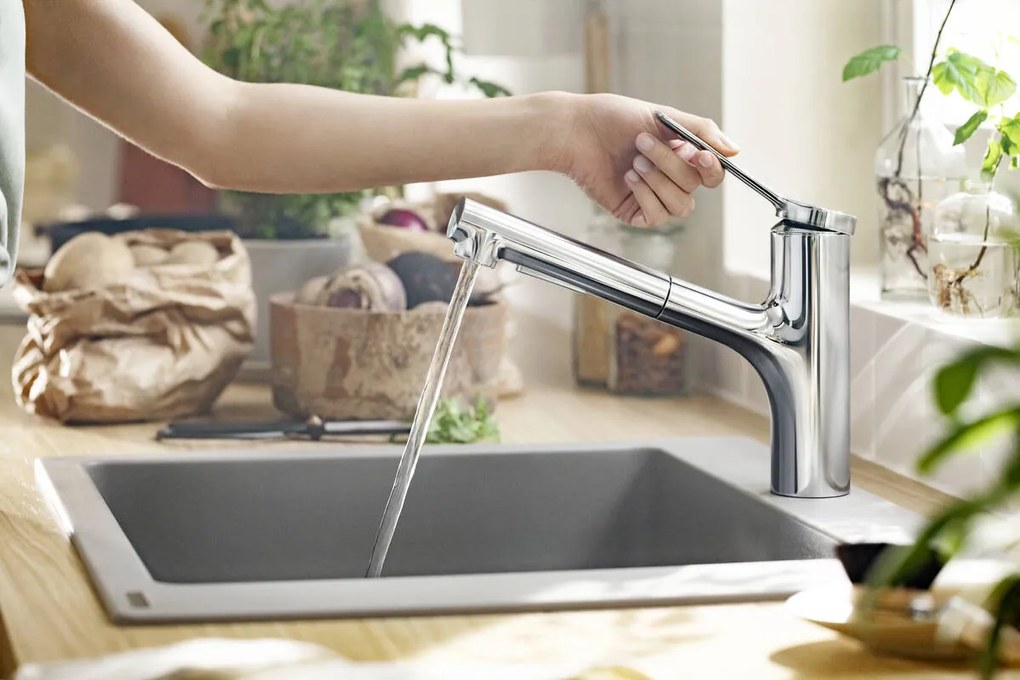 Hansgrohe Zesis M33, páková kuchynská batéria 150, vyťahovacia sprška, 2jet, chrómová, HAN-74800000