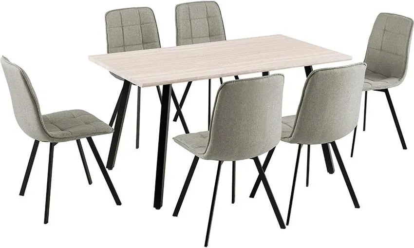 Jedálenský set 6x stolička + stôl Catini LANDON béžová/sivá