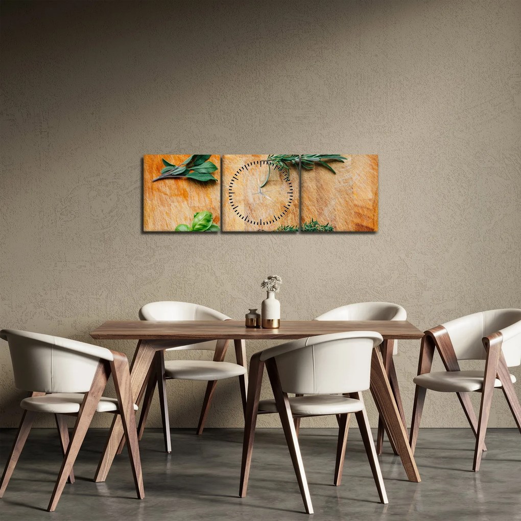 Obraz - Bylinky (s hodinami) (90x30 cm)