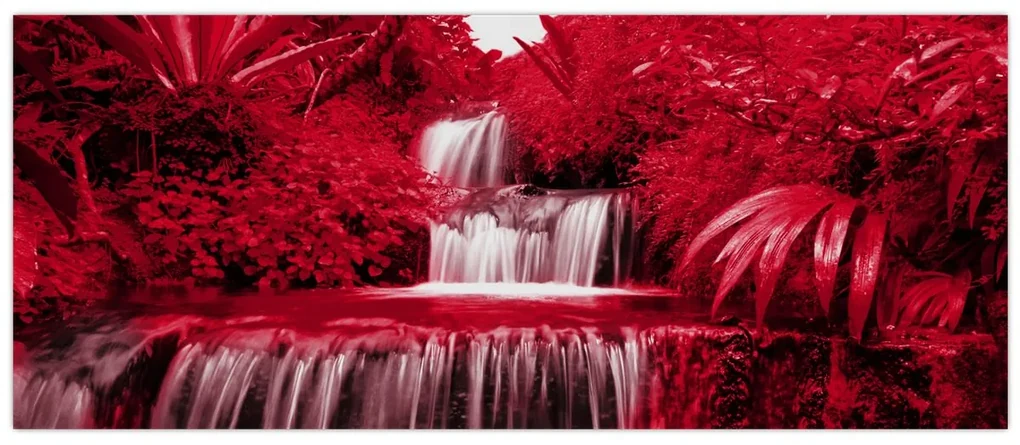 Obraz - Indonézske vodopády v červenej (120x50 cm)