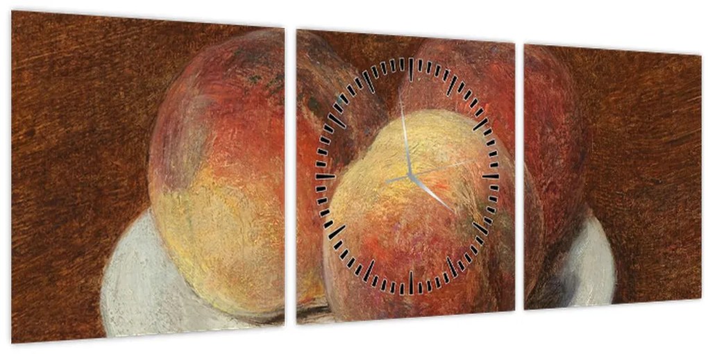 Obraz - Henri Fantin-Latour, Three Peaches on a Plate, reprodukcia (s hodinami) (90x30 cm)