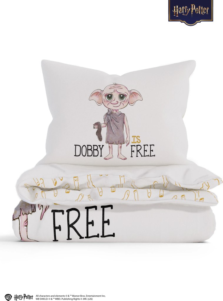 Francúzske obliečky mikroplyš Harry Potter - Dobby 220 × 200 cm, 2ks 70 x 90 cm