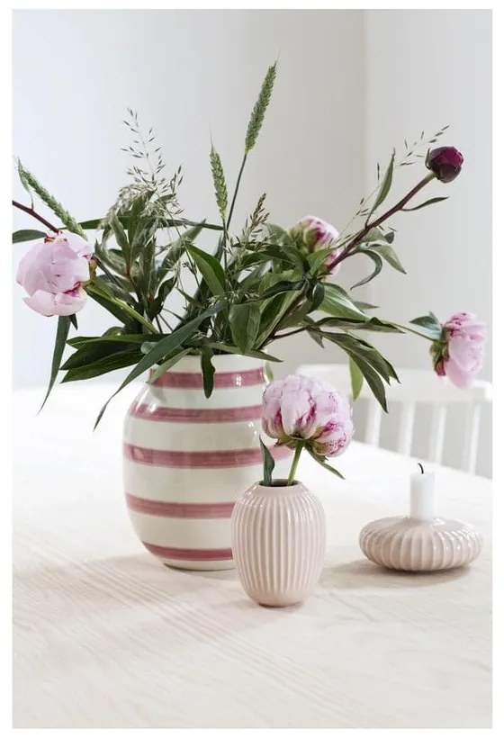Svetloružová kameninová váza Kähler Design Hammershoi, výška 10 cm