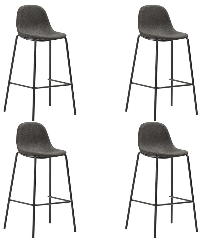Barové stoličky 4 ks, tmavosivé, látka