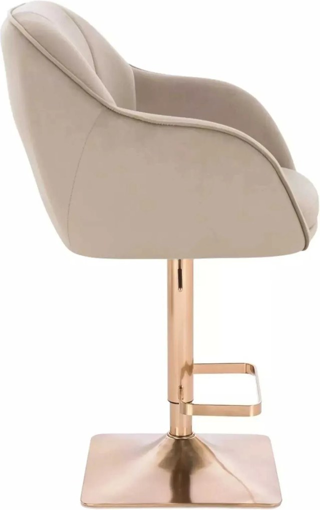 LuxuryForm DESIGN Barová stolička AVOLA VELUR na zlatej hranatej podstave - latte