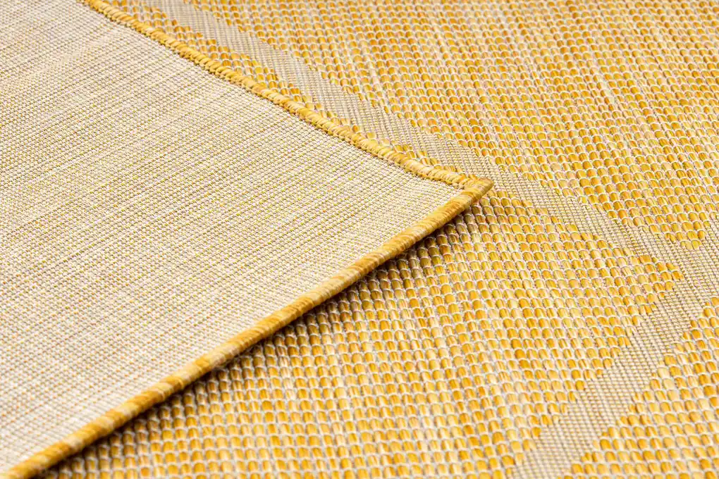 Šnúrkový koberec SIZAL PATIO 3075 Romby, plocho tkaný, béžovo - žltý | BIANO