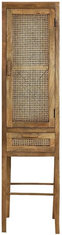 Vysoká drevená komoda Nipas s bambusovým výpletom - 45 * 40 * 180 cm