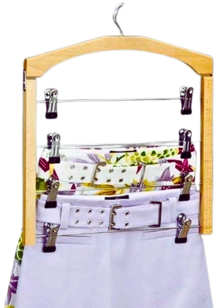 Zeller Present Drevený vešiak s klipmi na nohavice a sukne, 4 úrovne