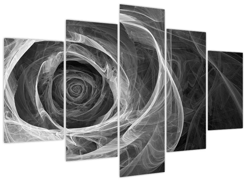 Obraz - Abstraktné ruže čiernobiela (150x105 cm)