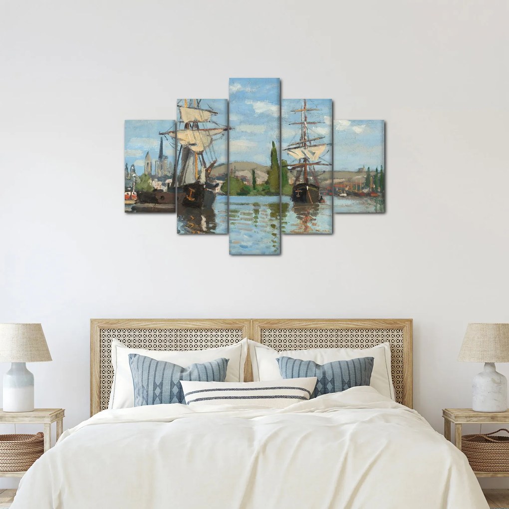 Obraz - Claude Monet, Ships Riding on the Seine at Rouen, reprodukcia (150x105 cm)
