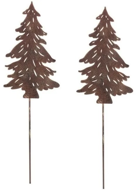 Kovová dekorácia Strom zápich, medená, 2 ks, 15 x 1 x 50 cm