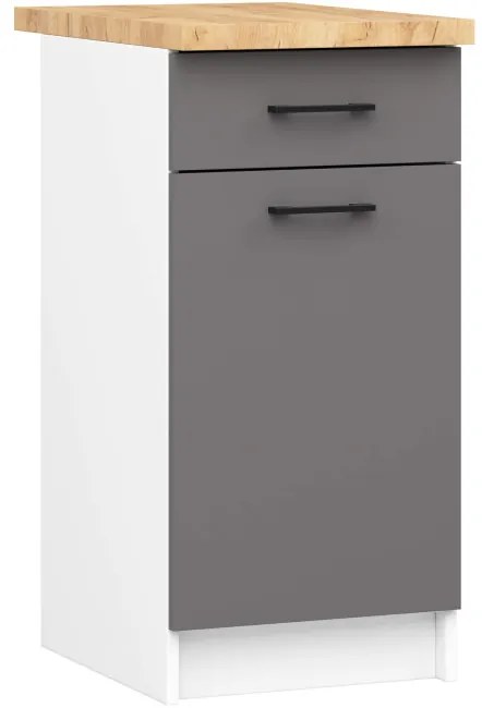 Spodná kuchynská skrinka s doskou OLIWIA S40 SZ1 biela / grafitová / sivá