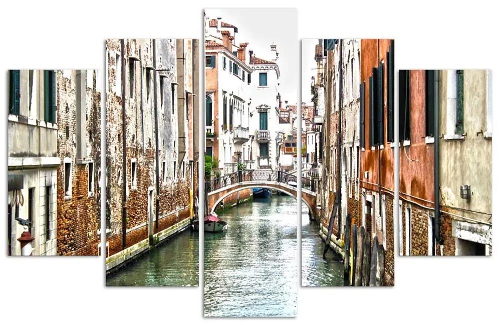 Obraz na plátně pětidílný Benátský kanál Itálie Město - 200x100 cm