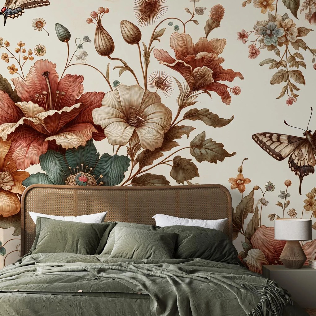 Fototapeta - Motýle medzi kvetmi (147x102 cm)