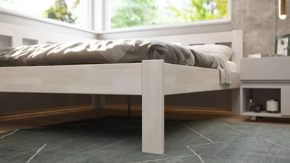 Rohová posteľ so zástenou vľavo Tema L 180x200 cm, bielený buk