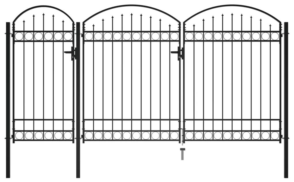 vidaXL Záhradná plotová brána s oblúkom, oceľ 2,5x4 m, čierna