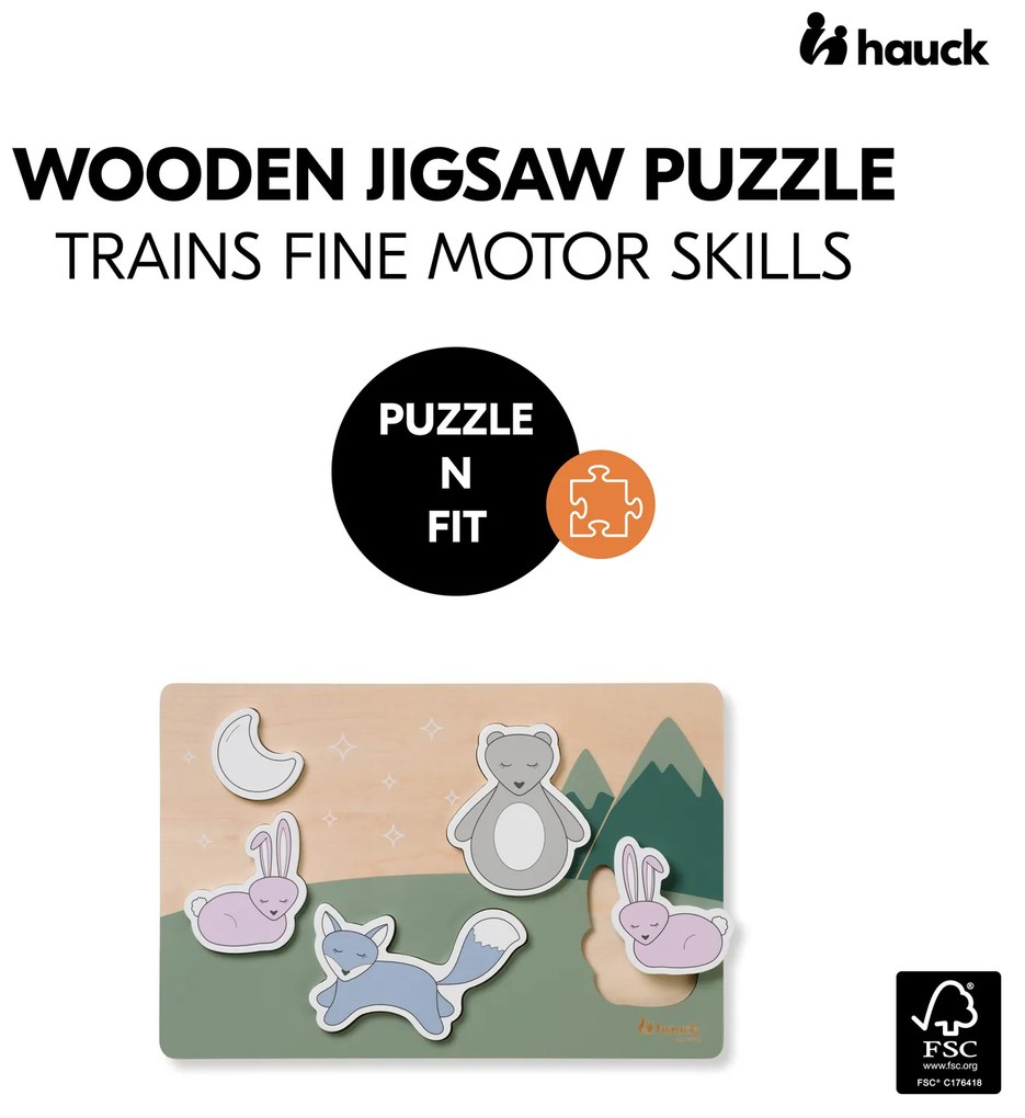 Hauck Puzzle drevené vkladacie Puzzle N Fit Forest