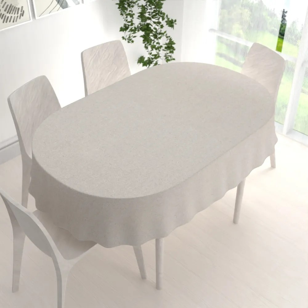Biante Dekoračný oválny obrus Leona LN-162 Režný/strieborný trblietavý 140x180 cm