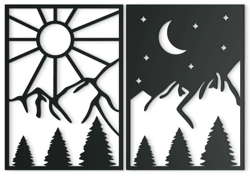 drevko Viacdielny obraz Deň a Noc Rozmer obrazu: 30,5 x 44,5 cm, Farba dekorácie: Čierna