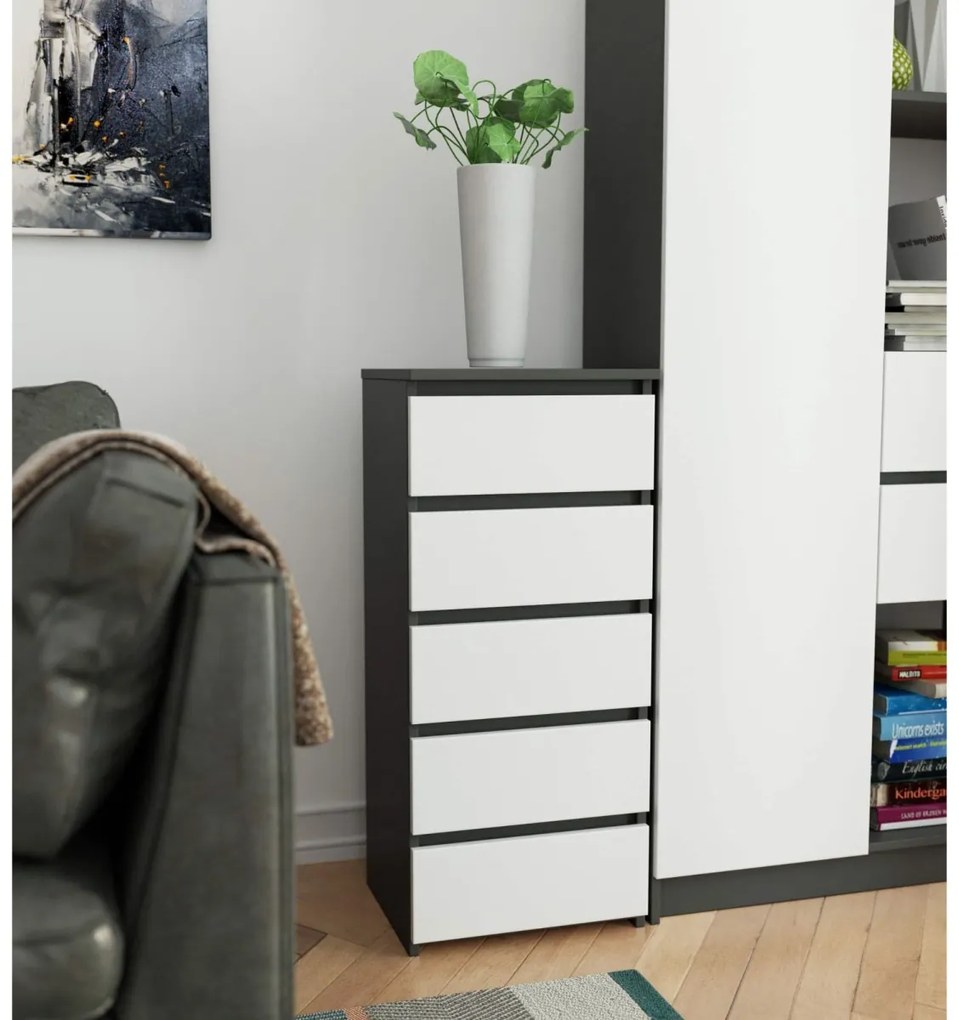 Komoda CL5 40 cm grafitově šedá/bílá