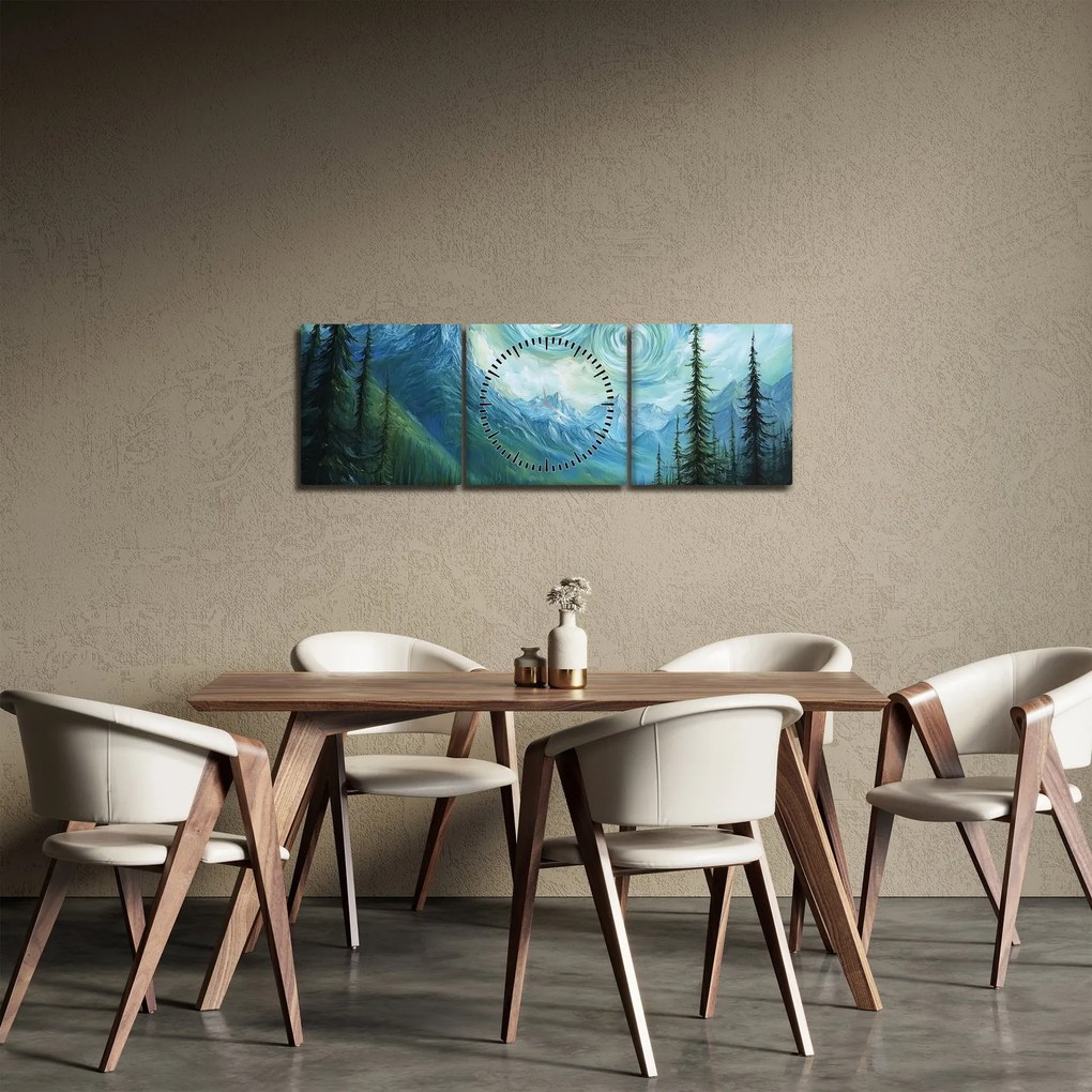 Obraz - Krajina s nádychom Van Gogha (s hodinami) (90x30 cm)