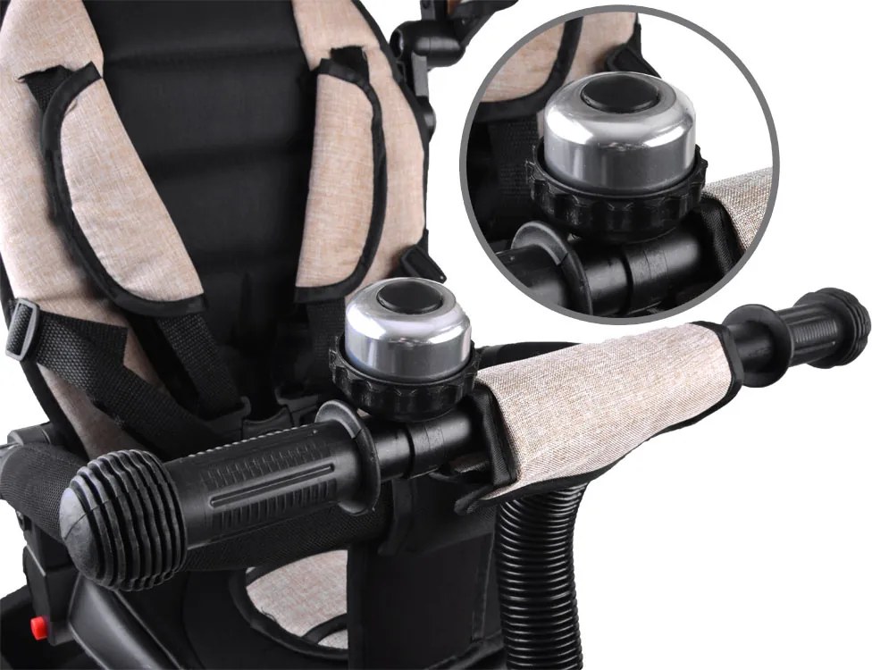 Detská trojkolka Tiny Bike 3 v 1 béžová so strieškou SP0650