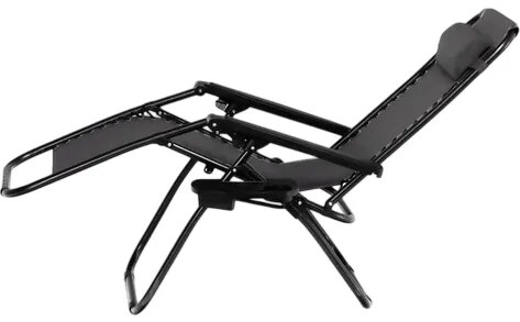 Záhradné plážové relaxačné kreslo Regina, čierna