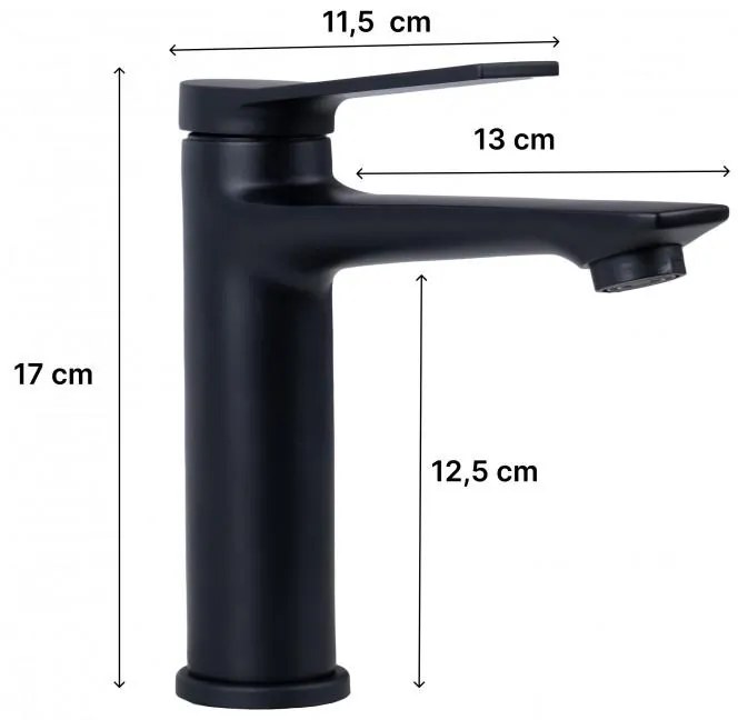 Erga Omala, umývadlová batéria h-170, čierna matná, ERG-YKA-BU.OMALA24-BLK