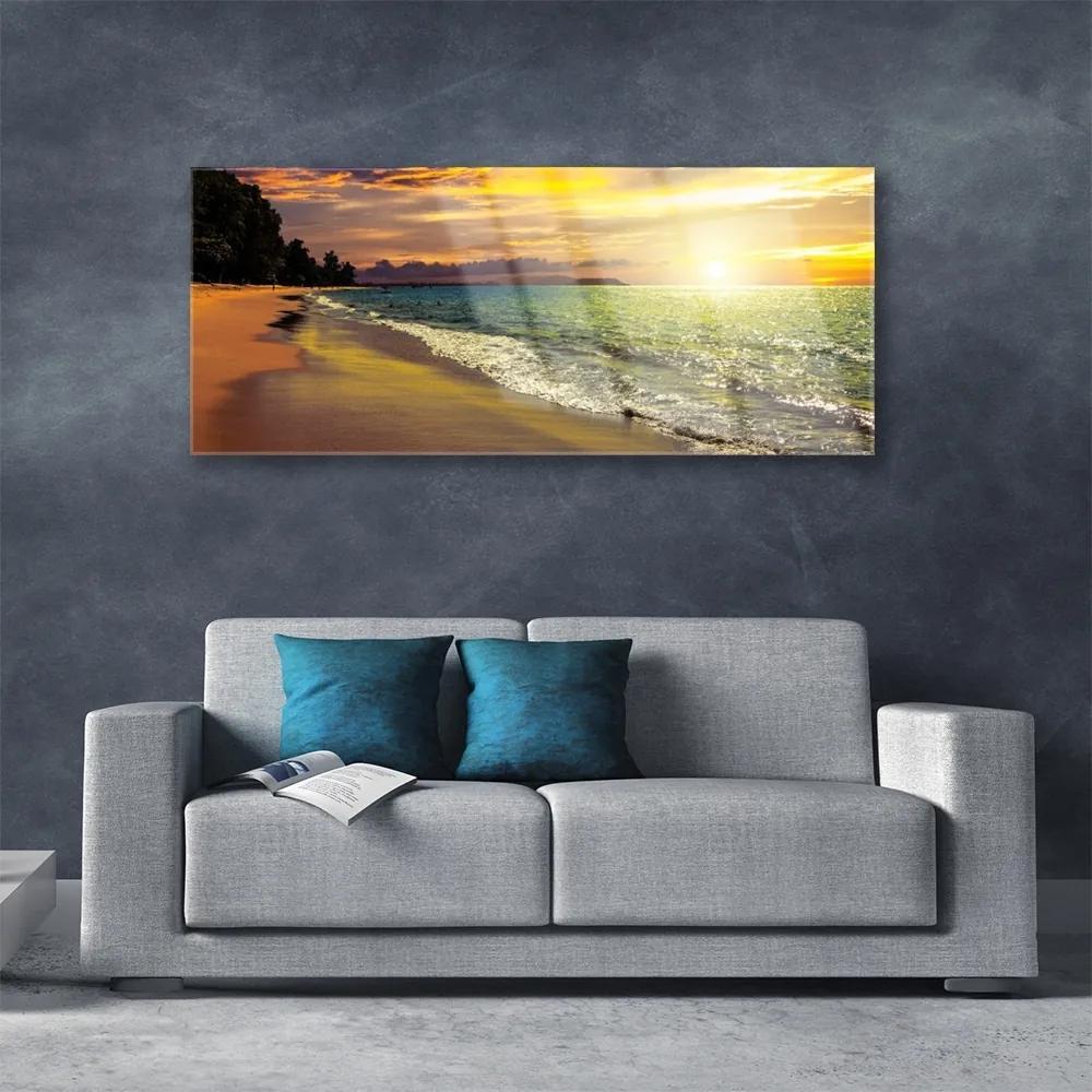 Obraz na akrylátovom skle Slnko pláž more krajina 125x50 cm