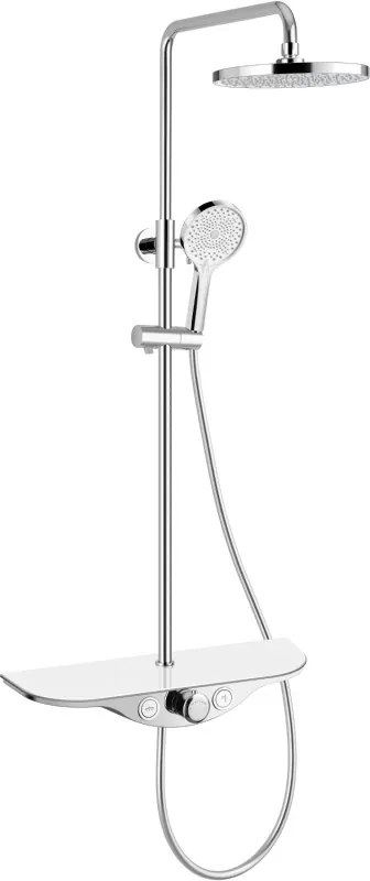Mexen Exxo, sprchová sada s ručnou a dažďovou hlavicou, chrómová-biela, 78113-20