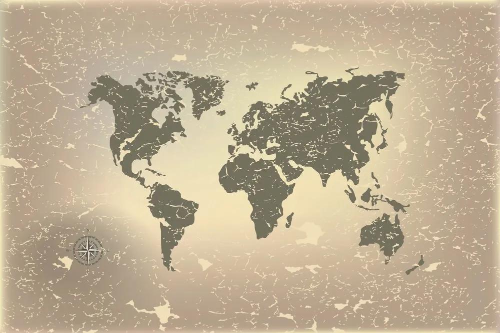 Samolepiaca tapeta stará mapa sveta na abstraktnom pozadí - 150x100