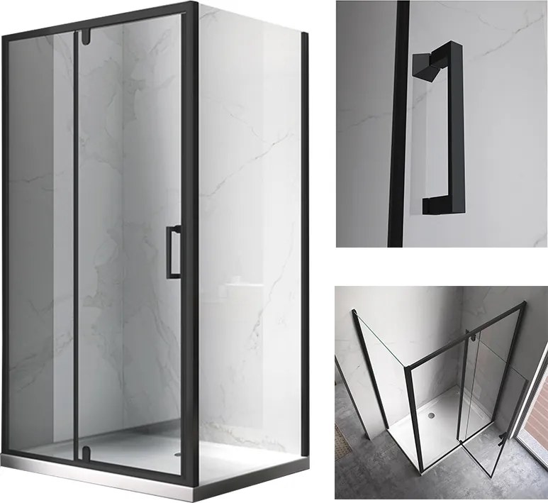 BPS-koupelny Obdĺžnikový sprchový kút ZES KZ07B BL 110x90 čierna/transparent - bez vaničky