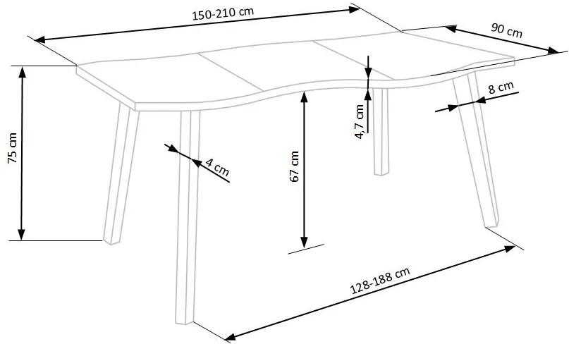 Rozkladací jedálenský stôl 150-210 cm Delisa (čierna) (pre 6 8 osôb). Vlastná spoľahlivá doprava až k Vám domov. 1049258