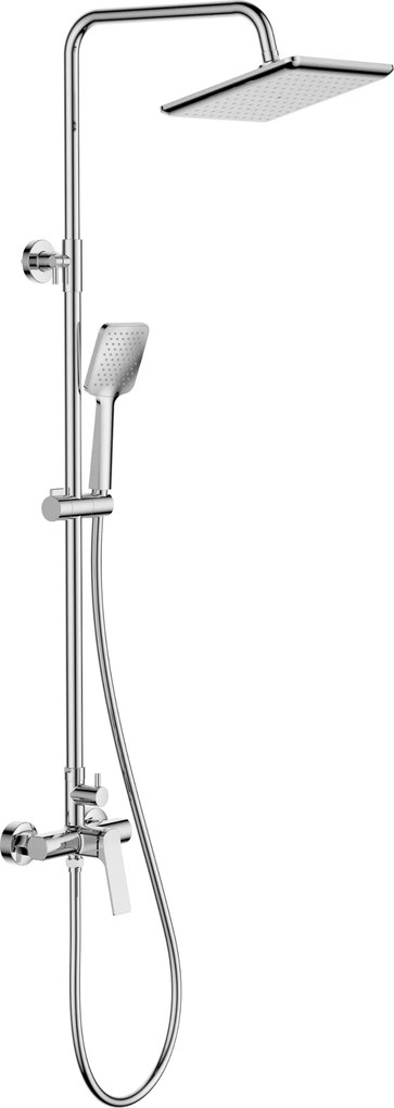 Invena Neri, sprchový stĺp s batériou a hlavovou sprchou 23×23 cm, chrómová, INV-AU-09-B01-L
