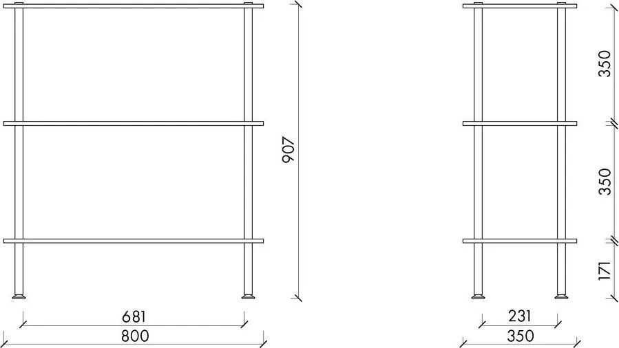 Čierny regál v dekore duba 80x90,5x35 cm Teidi – noo.ma