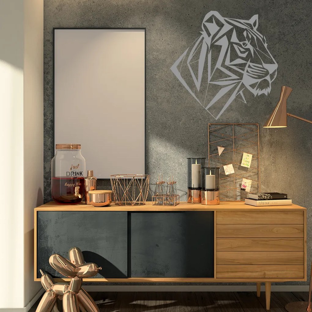 Veselá Stena Samolepka Profil Tigra Farba: růžová, Veľkosť: 40 x 40 cm