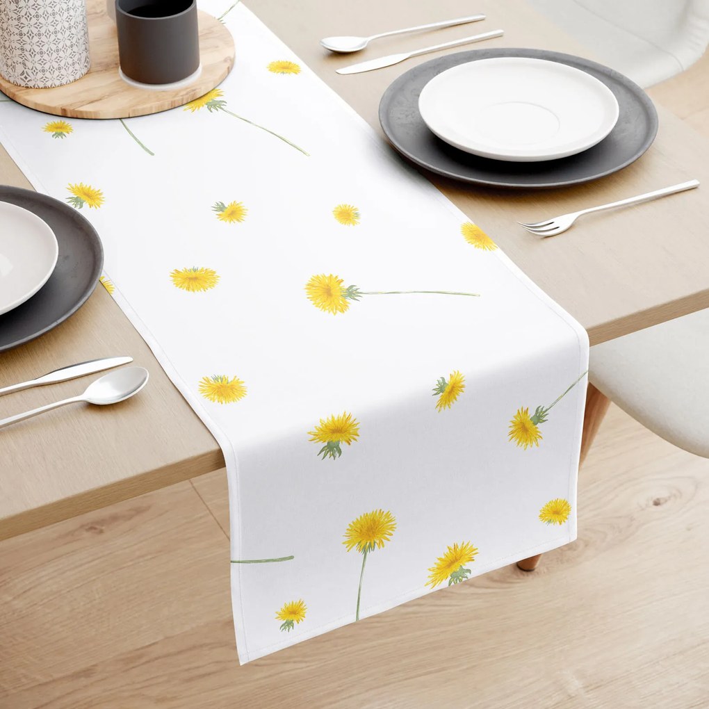 Goldea behúň na stôl 100% bavlnené plátno - púpavy 50x180 cm