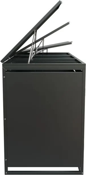 Kovový prístrešok pre 3 popolnice, antracit, 197×116×80 cm