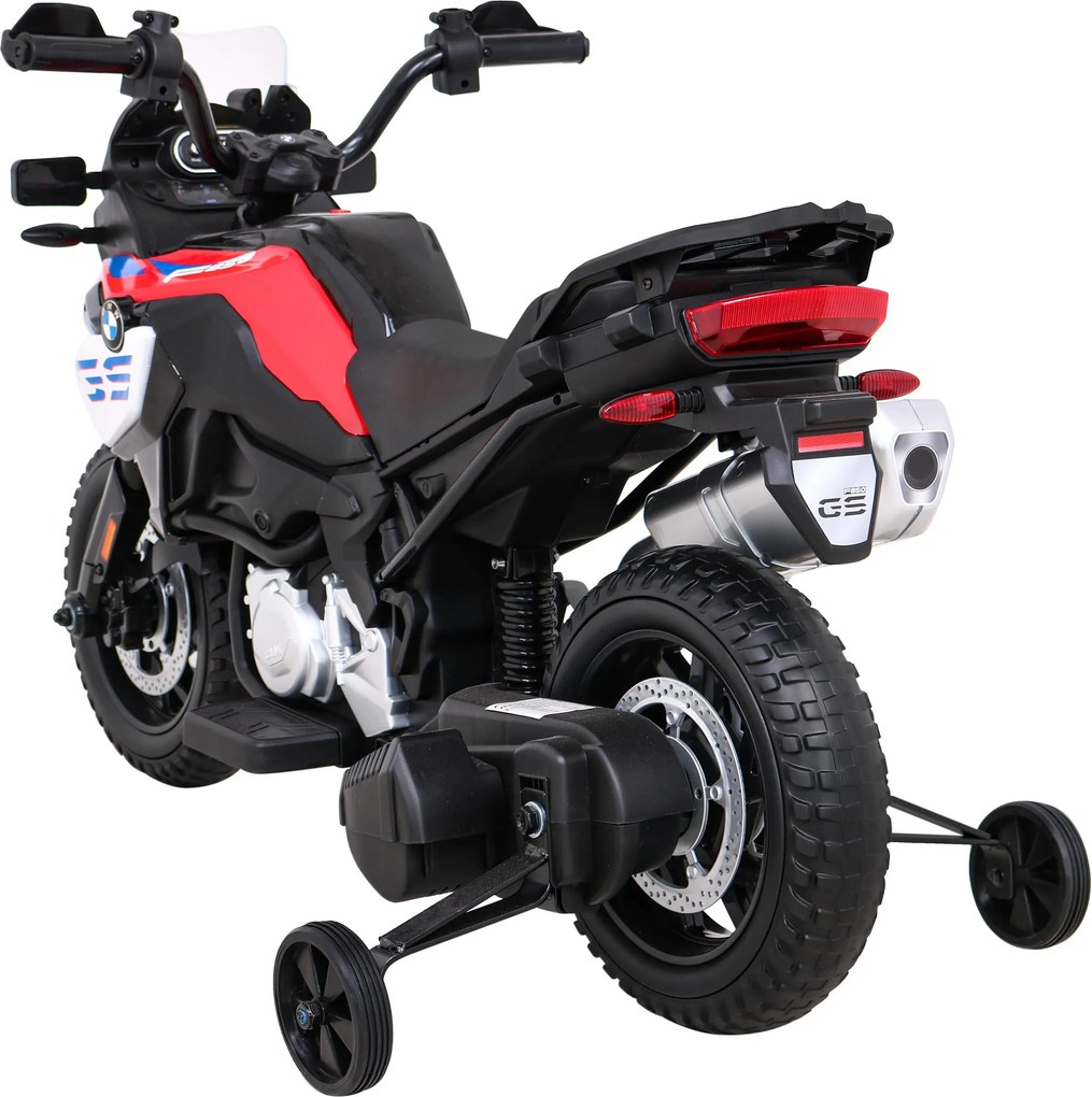 Ramiz Detský motocykel na batérie BMW F850 GS červený + pomocné kolieska + audio LED + pomalý štart + EVA